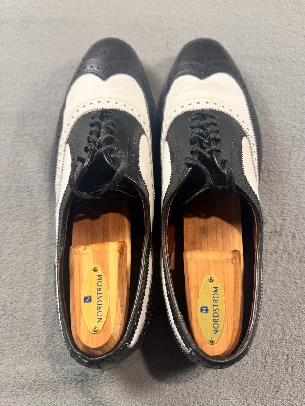 Allen Edmonds Broadstreet Two-Tone Black and White Spectator Wingtip Oxfords